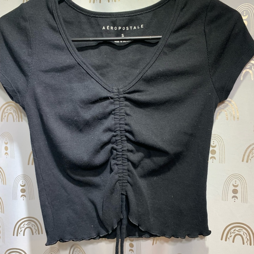 Aeropostale Black Ruched Crop Top